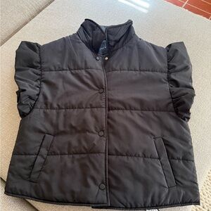 Ruffled Sleeve Black Puffer Vest by A New Day